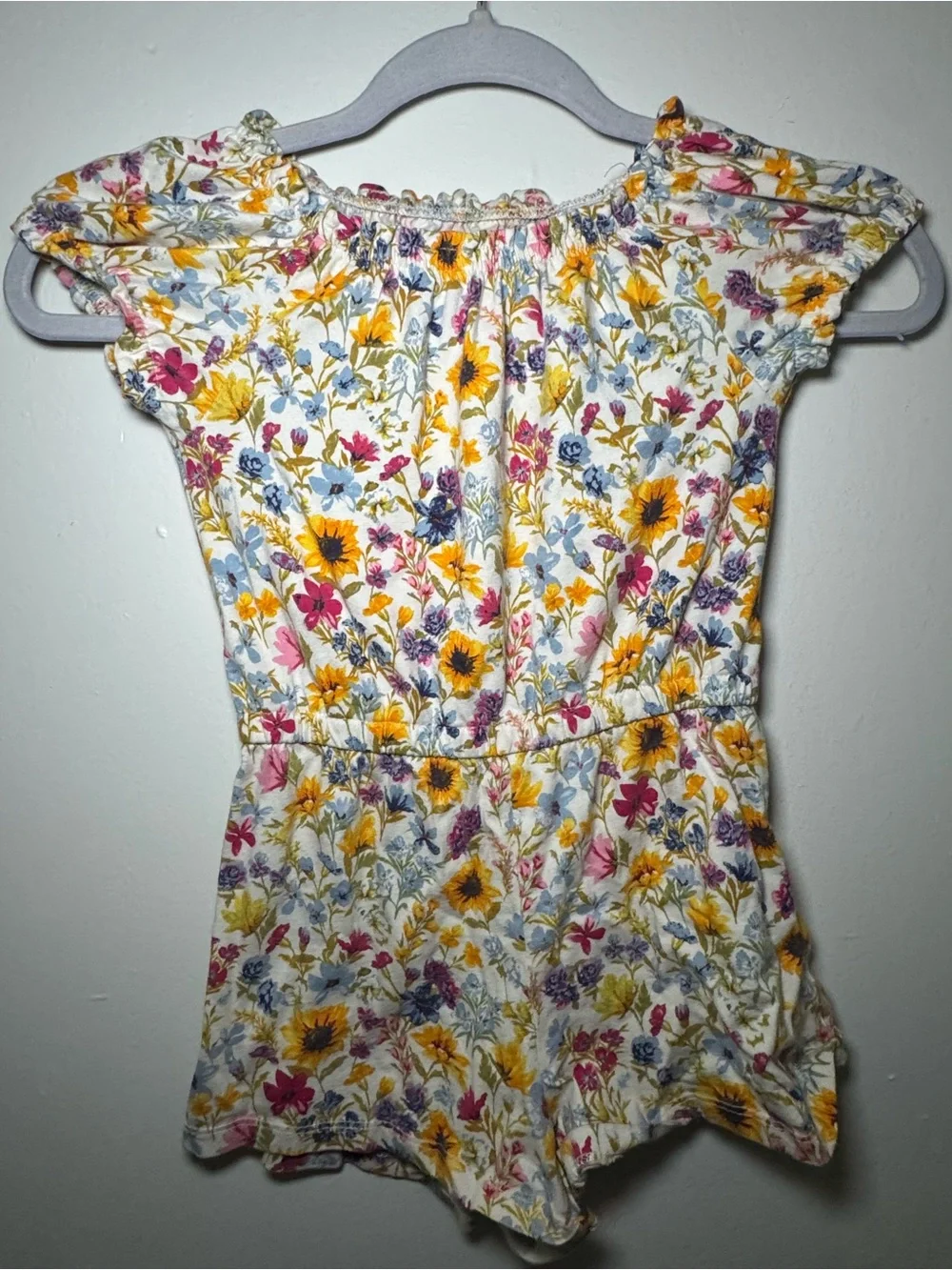 Kids Floral Off-Shoulder White Top